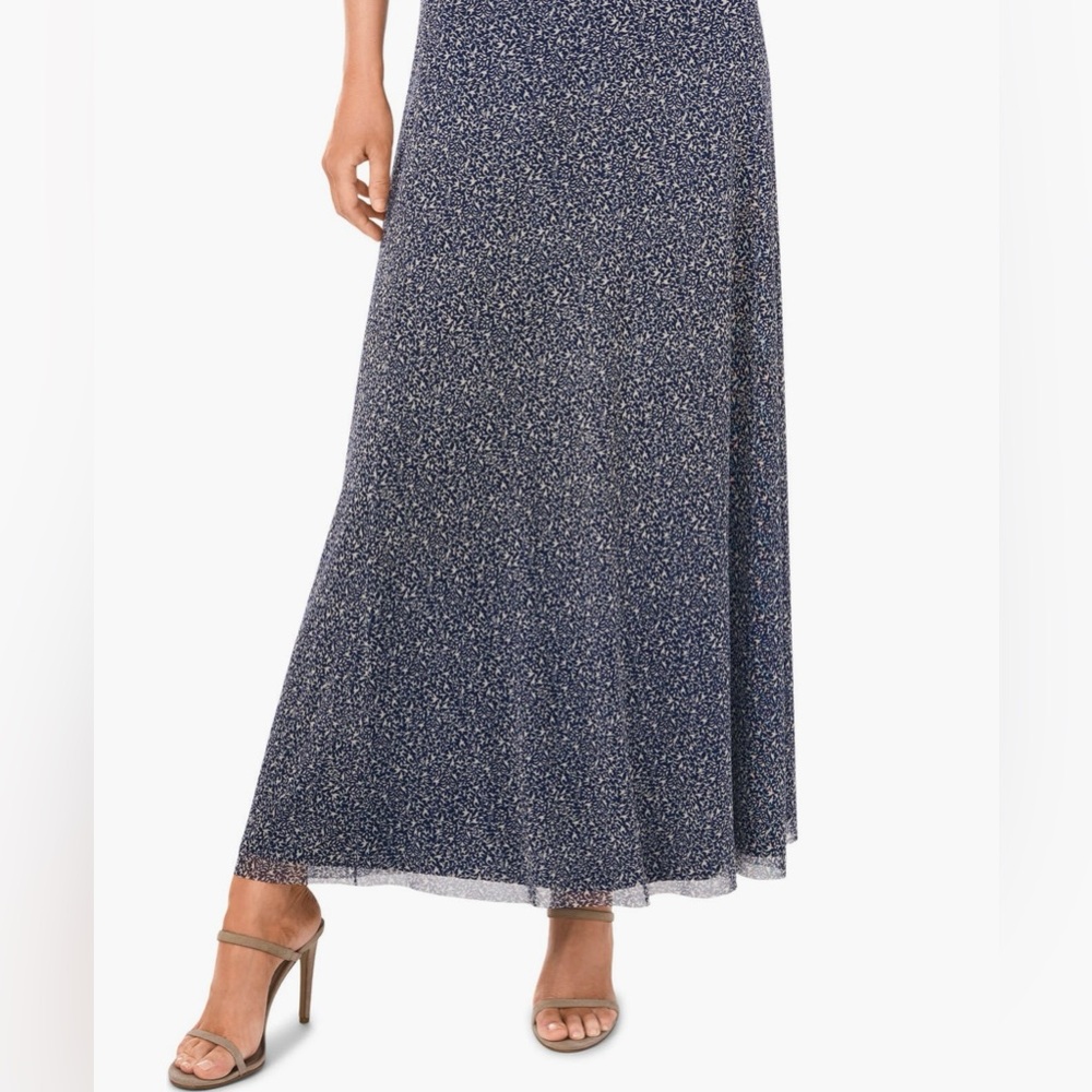 NWT Halogen Navy Blue Floral Print Midi Skirt, Size Small
